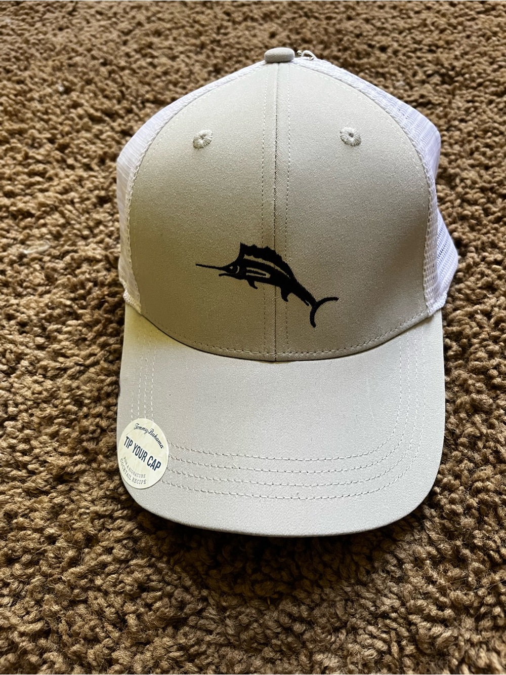 Tommy Bahama Gray Trucker Hat with Marlin Logo